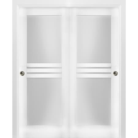 Vdomdoors Closet Bypass Interior Door, 72" x 96", White MELA7222DBD-WS-7296